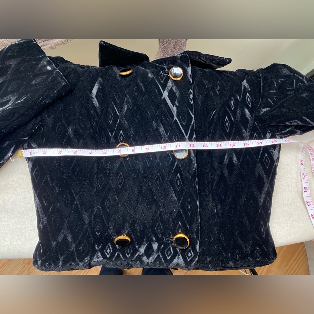 Vintage Count Romi Double Breasted Black Velvet Full Length Coat Size 10 - Picture 13 of 14